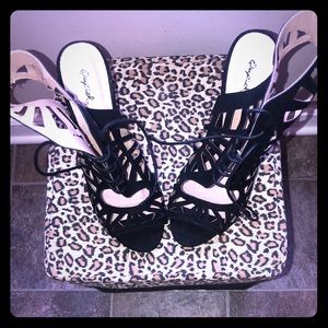 Qupid. Stiletto cut out heels.